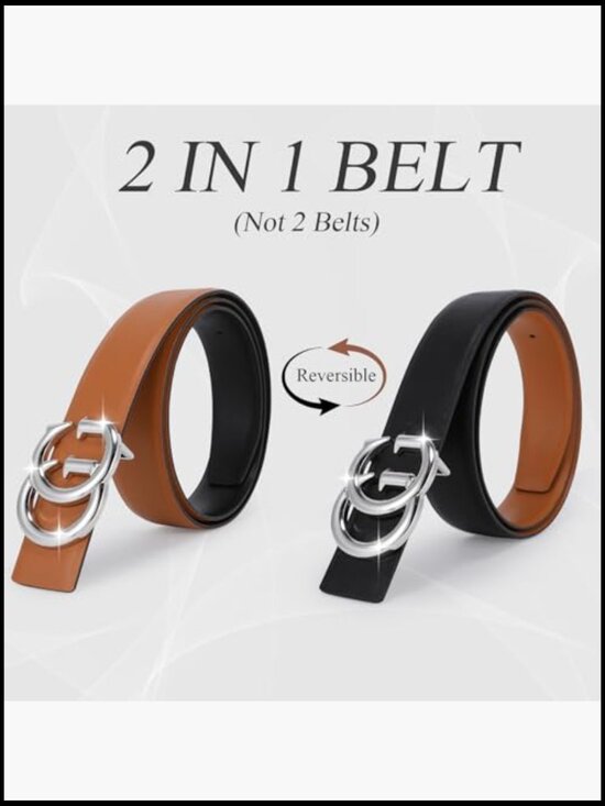 Reversible Leather Belt Classic Buckle Wide 1.38 Inches for Dresses Jeans Coats main image 7